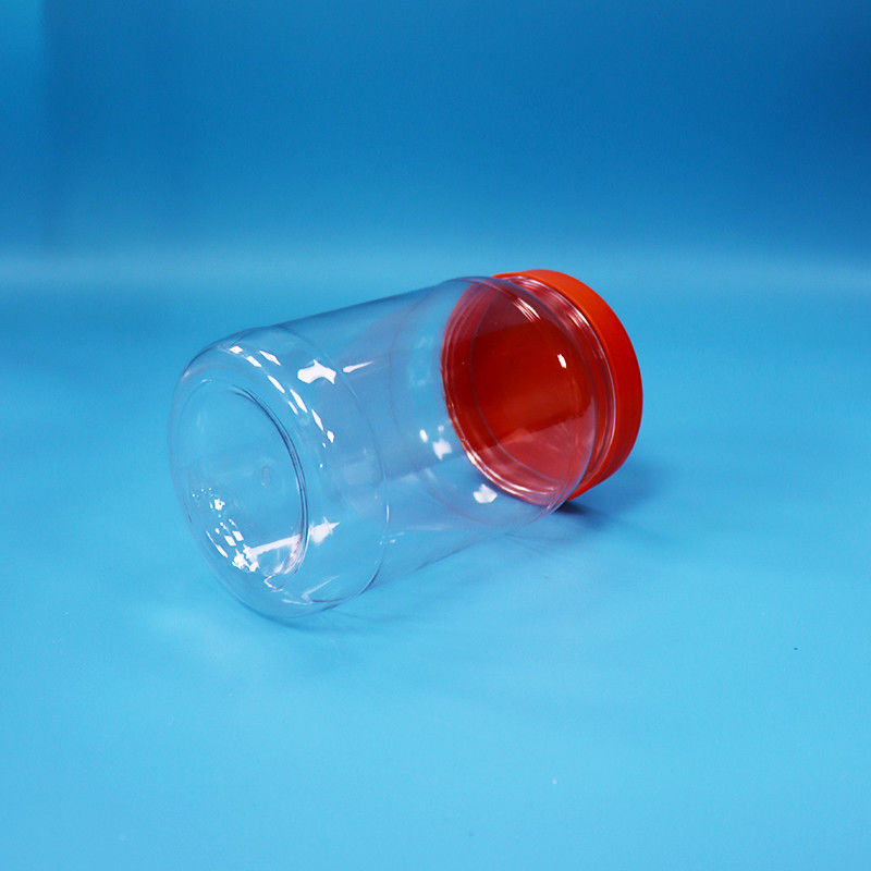 透明なPETプラスチック 丸い食品 キャンディークッキー 包装器 赤色 スクリューキャップ