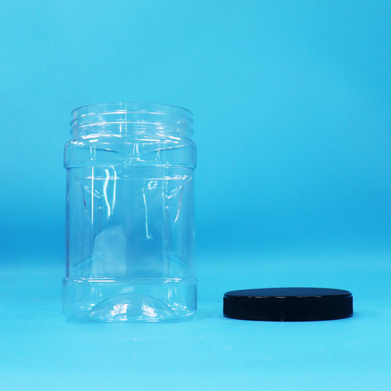 鮮明な乾燥果物とナッツ ブラックフラット蓋付きの四角質PETプラスチックグリップボトル