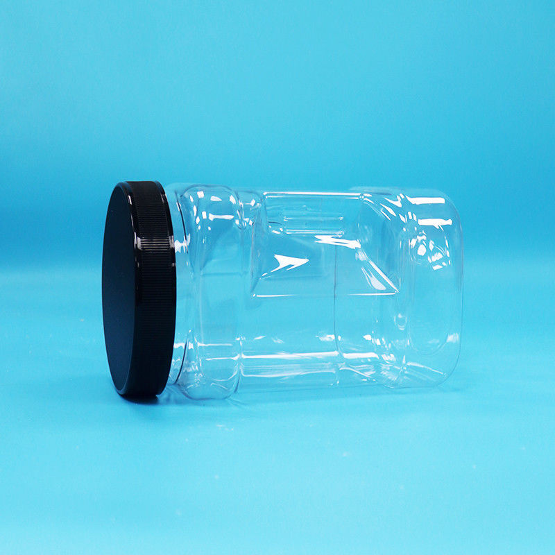 鮮明な乾燥果物とナッツ ブラックフラット蓋付きの四角質PETプラスチックグリップボトル