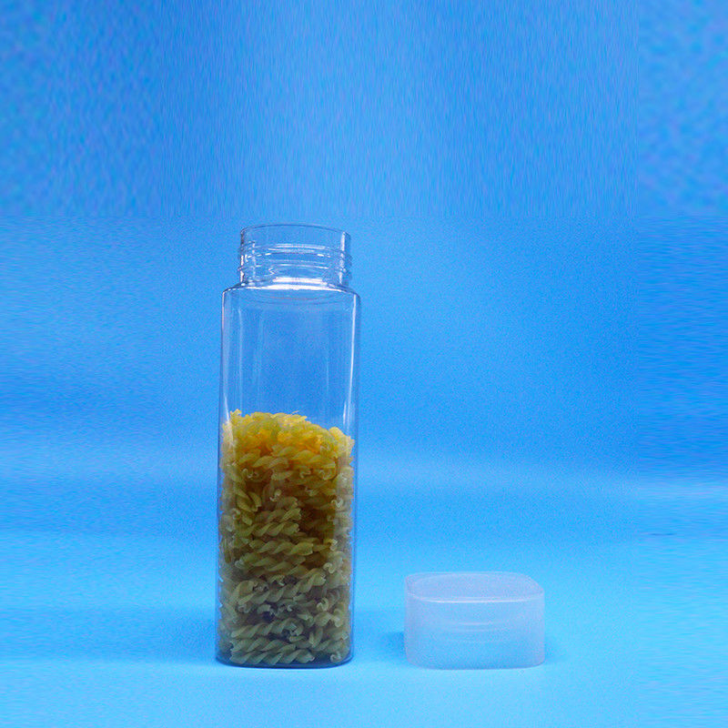 広口 600ml スナック・フード・キャンディー 透明な四角形 PET プラスチック容器 フラット・トップ・ドック