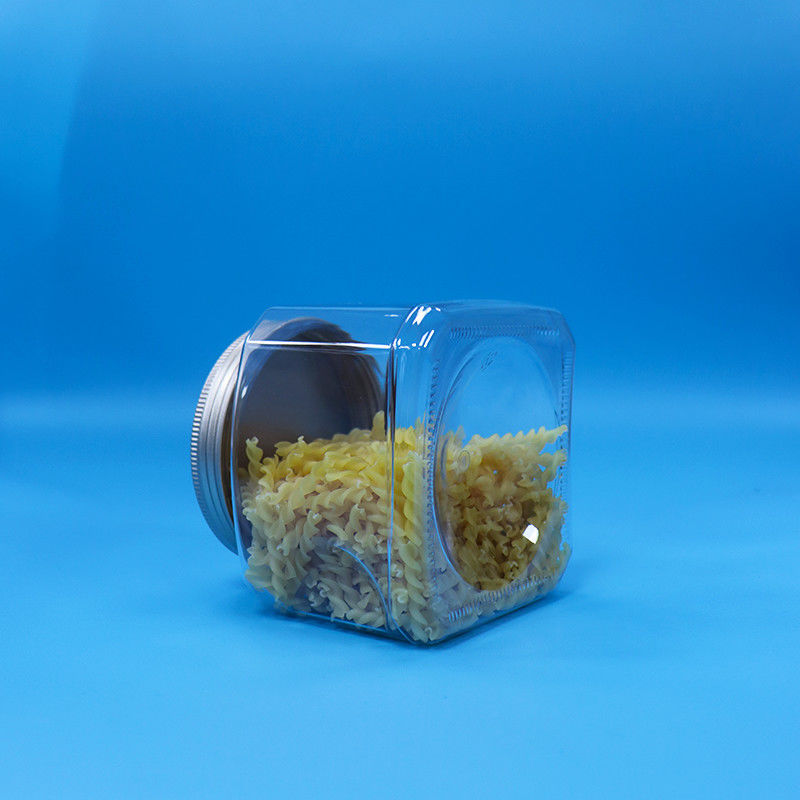 キャンディ・フード・スナック 食品品質 PET 透明な正方形 プラスチック・グリップ・グラス アルミニウム蓋