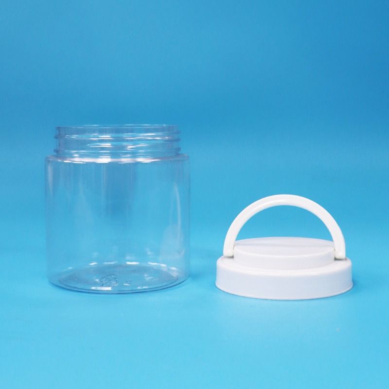 簡単オープン透明丸型ベビーフード種子ナッツキャンディプラスチックPETジャーネジ蓋