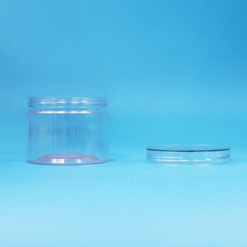 食品グレード透明PETプラスチックドライフードキャンディーナッツギフトジャー、スクリューフラットリッド