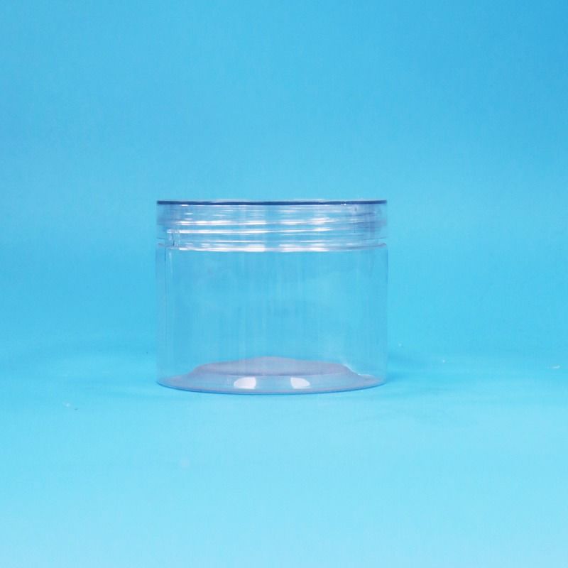 食品グレード透明PETプラスチックドライフードキャンディーナッツギフトジャー、スクリューフラットリッド