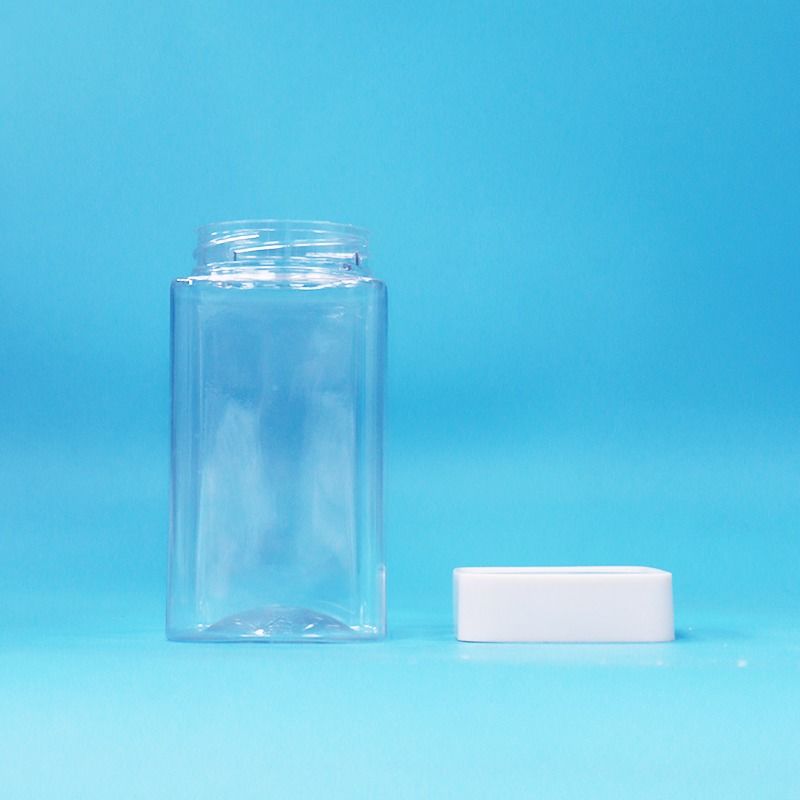 食品品目 透明 方形 空き PET プラスチック 食品 キャンディーズ クッキー ジャム グラス 白蓋