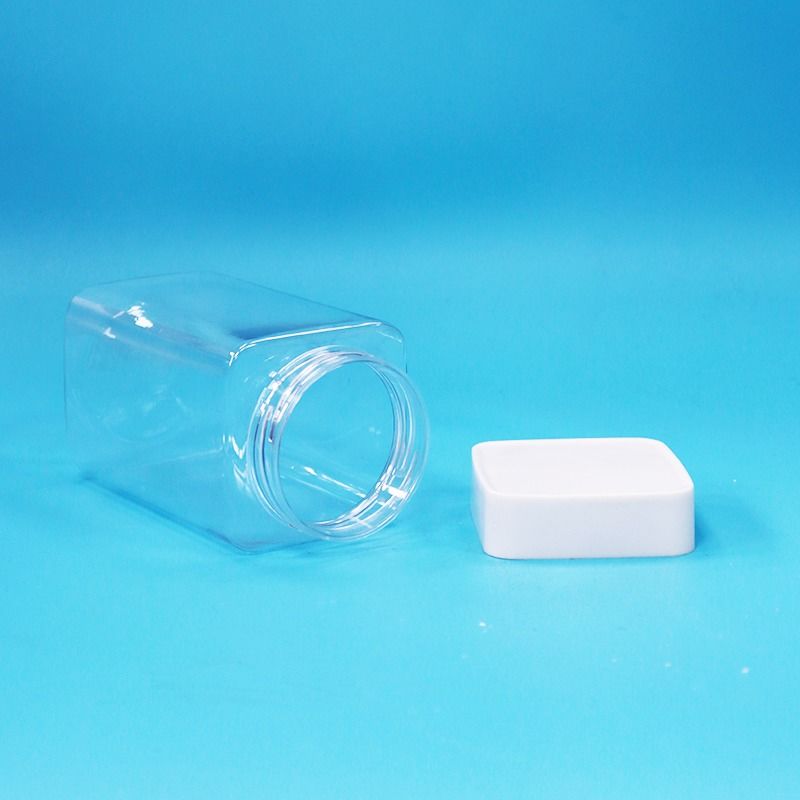 食品品目 透明 方形 空き PET プラスチック 食品 キャンディーズ クッキー ジャム グラス 白蓋