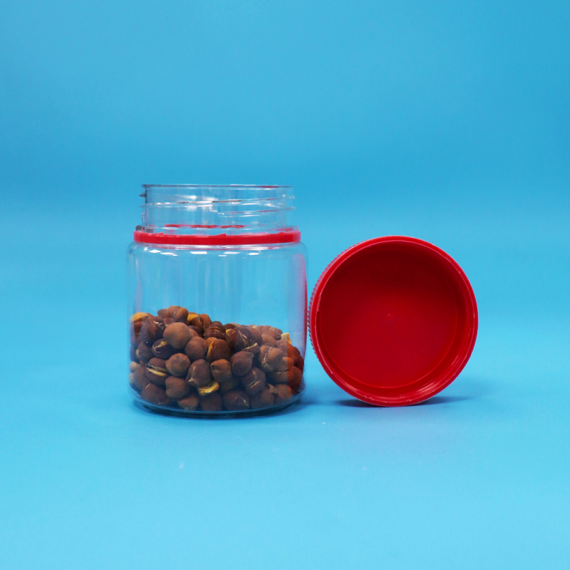 小型空き食品グレード スクリュー 赤蓋 透明なプラスチックPET 甘いナッツ 貯蔵器