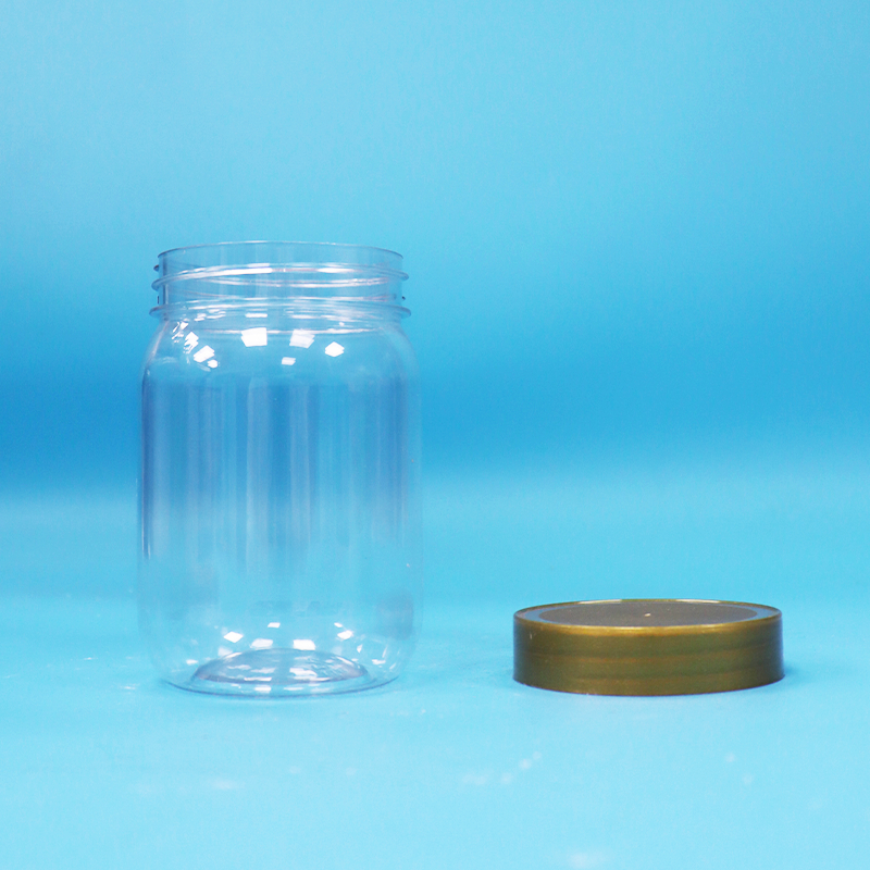 ペットフードグレードクリアラウンドシリンダーロリポップハニービスケットプラスチックジャーネジブラウン蓋
