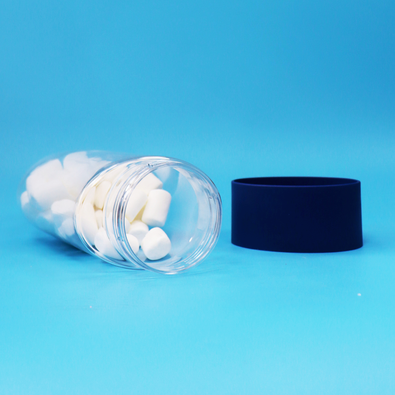 食品グレードの楕円形透明プラスチックPETクッキーナッツキャンディジャー、改ざん防止キャップ付き