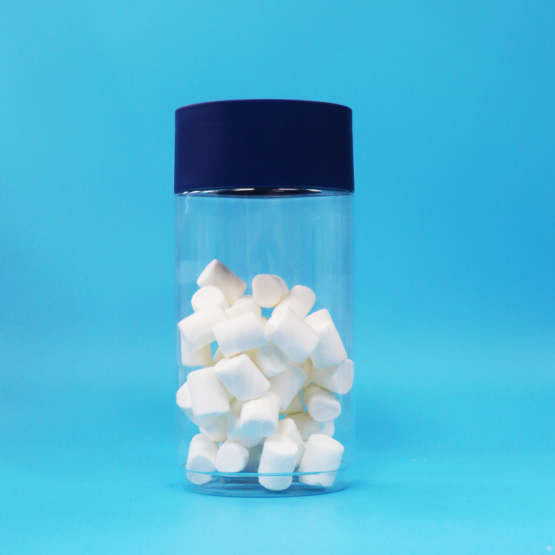 食品グレードの楕円形透明プラスチックPETクッキーナッツキャンディジャー、改ざん防止キャップ付き