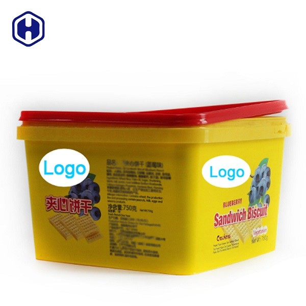 プラスチック カバーIMLたらいの上昇温暖気流によって形作られる黄色いプラスチック ビスケットの容器