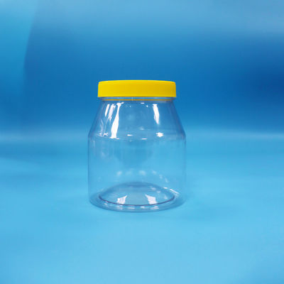 透明性 防空性 広口クッキー PET プラスチック 甘い砂糖瓶 黄色のシール蓋