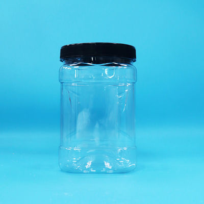 鮮明な乾燥果物とナッツ ブラックフラット蓋付きの四角質PETプラスチックグリップボトル