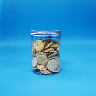 カスタム 食品 キャンディー クッキー 透明 ペット プラスチック 丸い 瓶 アルミ フラット 蓋