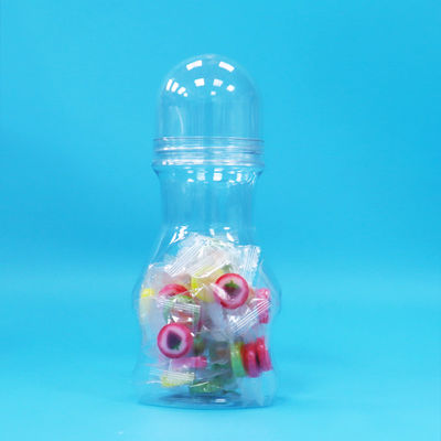 新しい形 デザイン 児童食品 硬い菓子 スクロール蓋 透明なプラスチック PET食品品格のボトル