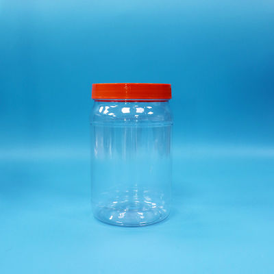 PET透明プラスチック丸型食品キャンディーナッツ包装ジャー 赤色スクリューキャップ