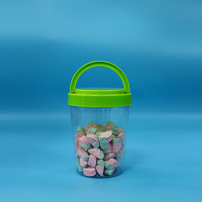 大きくて丸い緑色のハンドルキャップキャンディ透明PETプラスチック食品ジャー