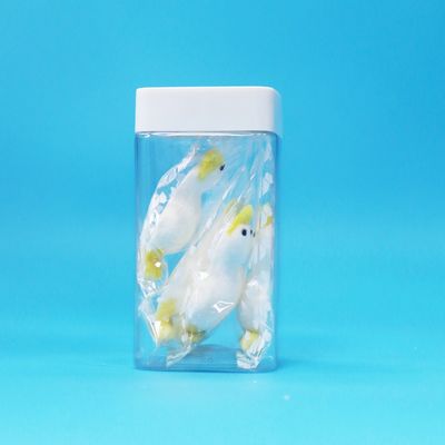 正方形の白い蓋 透明な空のPETプラスチック食品キャンディクッキー瓶 食品グレード