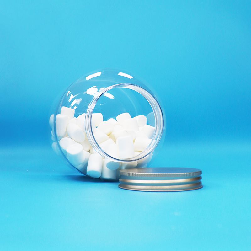 アルミニウムスクリュー蓋 透明プラスチック PET 丸型キャンディーナッツ日用食品ジャー 環境に優しい