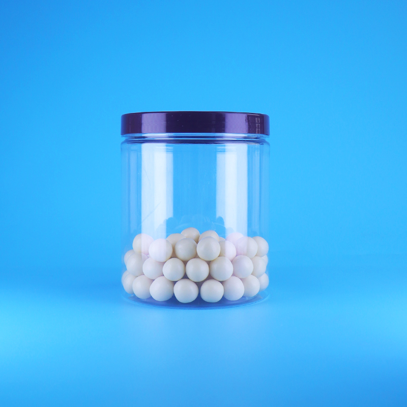 食品グレード気密性トールラウンドクリアPETプラスチック甘い乾燥食品ジャー、スクリューフラット蓋