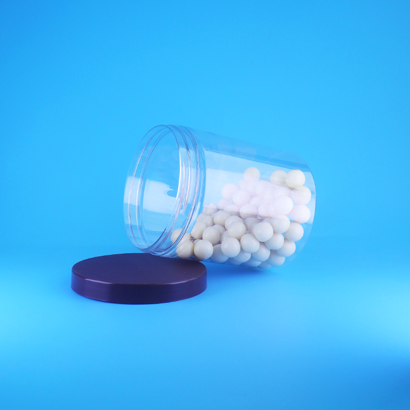 食品グレード気密性トールラウンドクリアPETプラスチック甘い乾燥食品ジャー、スクリューフラット蓋