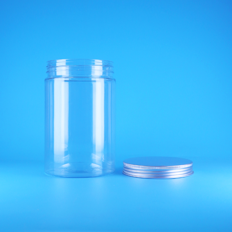 広口透明PETプラスチックナッツ食品キャンディトールラウンドジャーネジフラット蓋