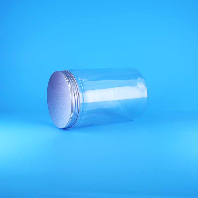 広口透明PETプラスチックナッツ食品キャンディトールラウンドジャーネジフラット蓋