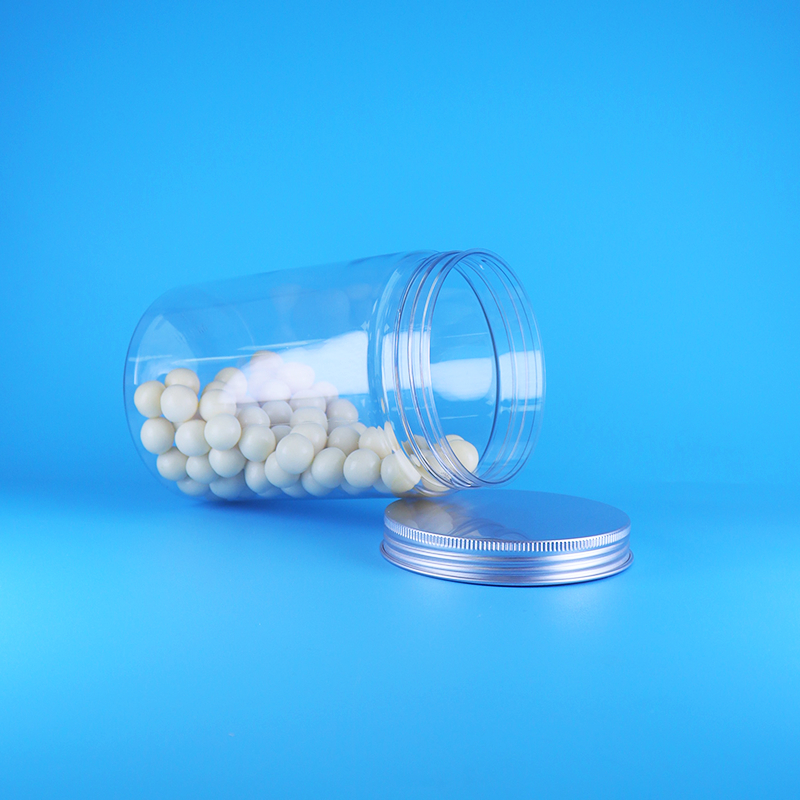 透明広口PETプラスチック製ベビーフードキャンディトールラウンドジャーアルミフラット蓋