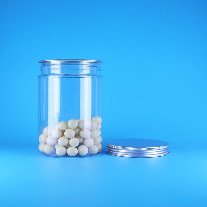 透明広口PETプラスチック製ベビーフードキャンディトールラウンドジャーアルミフラット蓋