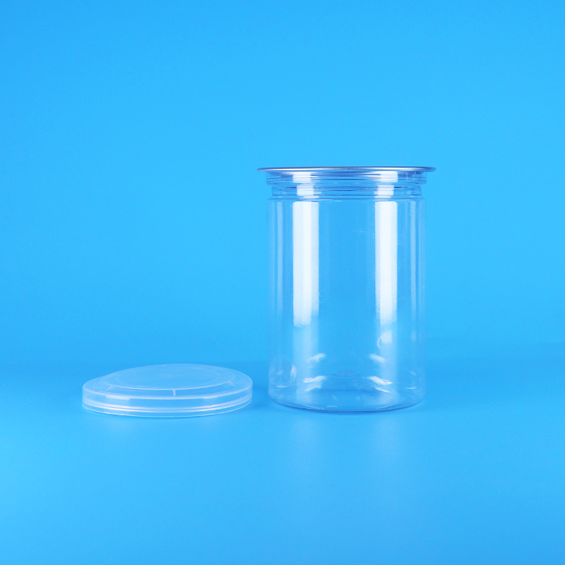 Bpa Free 透明な丸いPETプラスチックキャンディヨーグルトベビーフードクッキー缶PE蓋