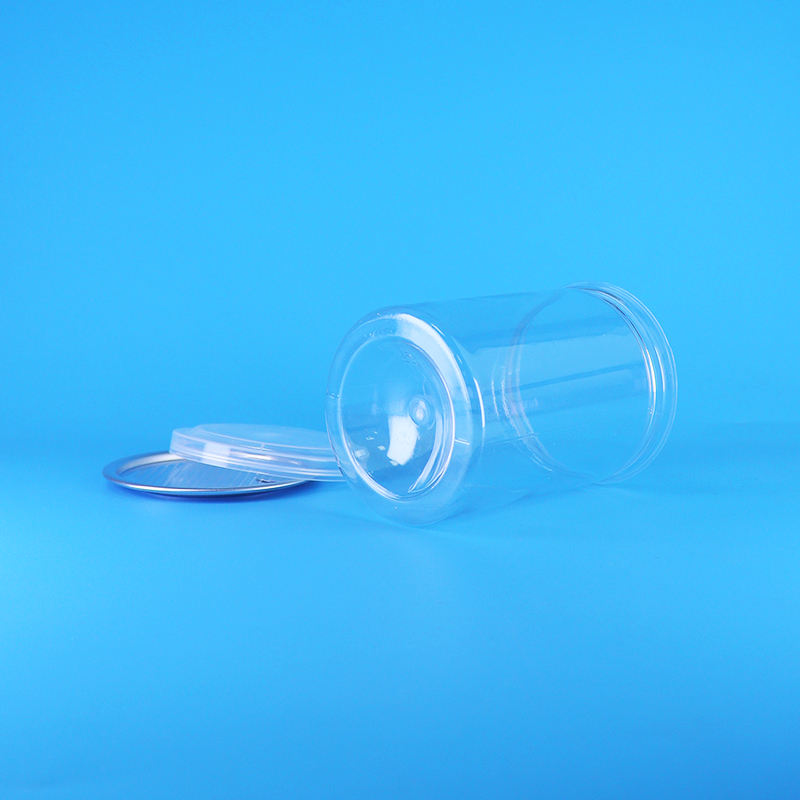 Bpa Free 透明な丸いPETプラスチックキャンディヨーグルトベビーフードクッキー缶PE蓋