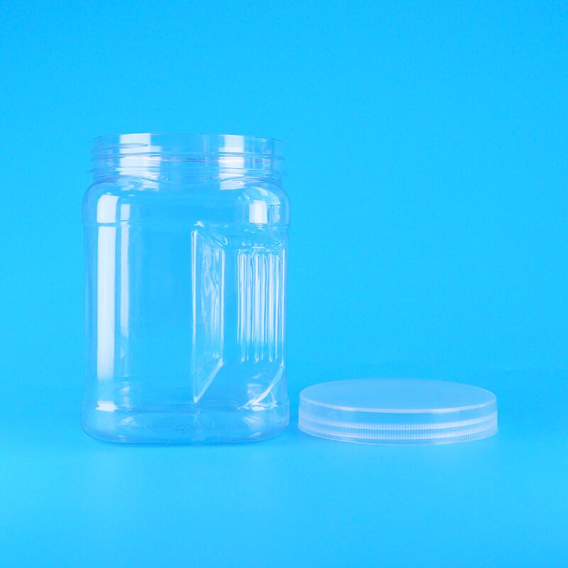 PET Square クリア スクリュー 蓋 プラスチック 収納 握り 黒 米 小麦 クレイカー 容器