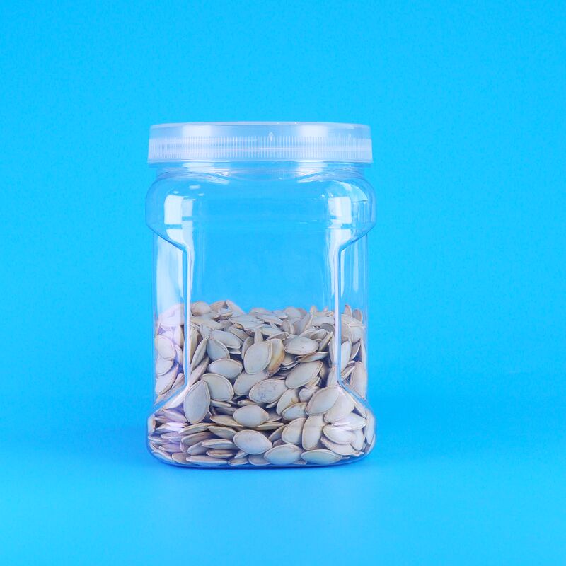 PET Square クリア スクリュー 蓋 プラスチック 収納 握り 黒 米 小麦 クレイカー 容器