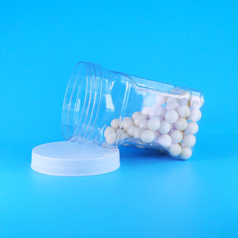 ゴマとコーングリッツ入りビスケット PET 透明プラスチック スクリュー蓋付き 正方形グリップジャー BPAフリー