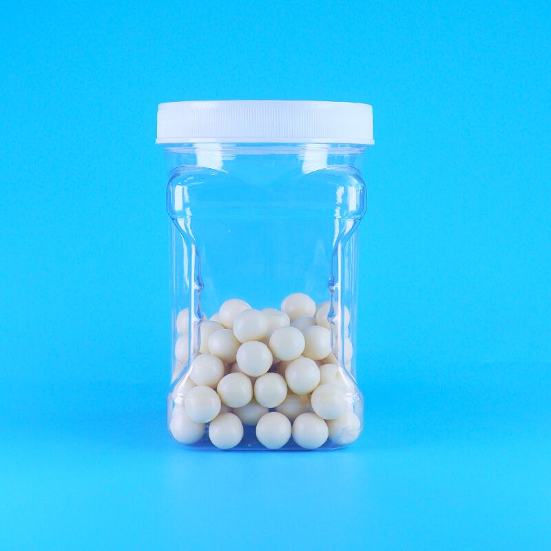 ゴマとコーングリッツ入りビスケット PET 透明プラスチック スクリュー蓋付き 正方形グリップジャー BPAフリー