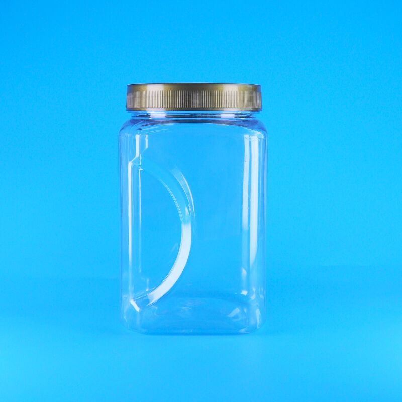 PET 正方形 クリア ブラウン蓋 プラスチック 食品グレード クッキー バダム ドライフルーツ ジャー