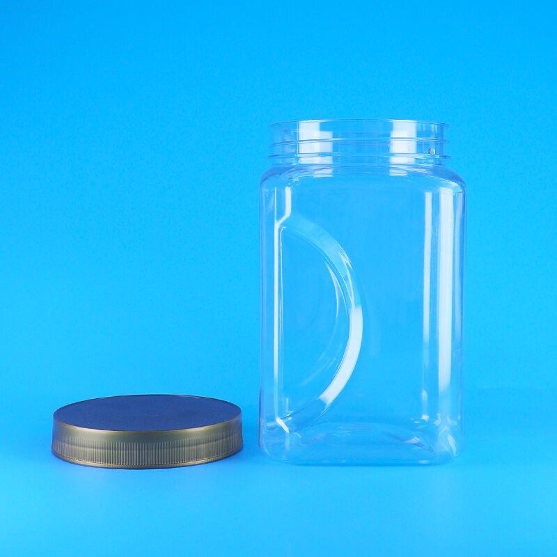 PET 正方形 クリア ブラウン蓋 プラスチック 食品グレード クッキー バダム ドライフルーツ ジャー