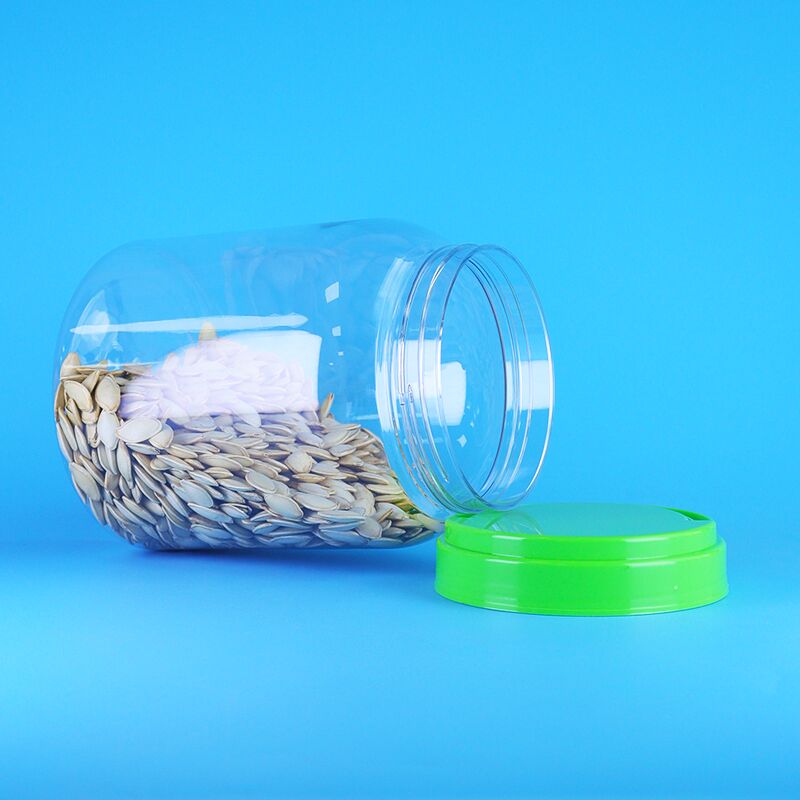 スクリューフラットキャップ食品ローディングクリアコーヒーキャンディ乾燥食品PET丸型プラスチックジャー