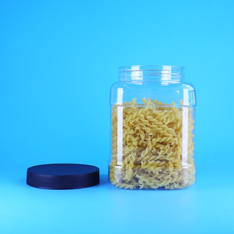 クッキーやナッツ用の、密閉性の高い食品グレードの蓋付きカスタムスクエアPETプラスチックジャー