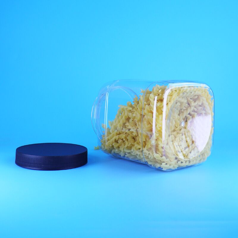 クッキーやナッツ用の、密閉性の高い食品グレードの蓋付きカスタムスクエアPETプラスチックジャー