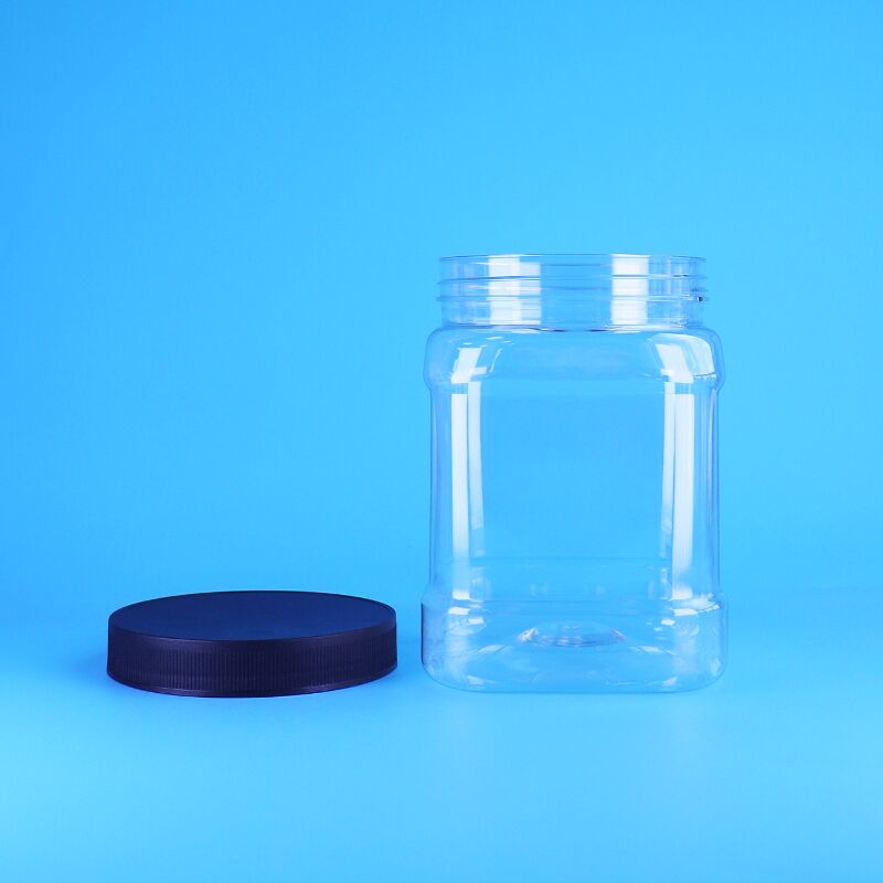 850ml 食品グレードPET透明スクエアカスタムプラスチック包装ジャーねじ蓋ドライフルーツ用