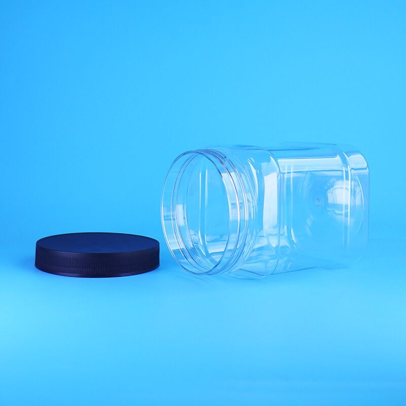 850ml 食品グレードPET透明スクエアカスタムプラスチック包装ジャーねじ蓋ドライフルーツ用