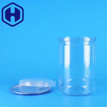 Bpa Free 透明な丸いPETプラスチックキャンディヨーグルトベビーフードクッキー缶PE蓋