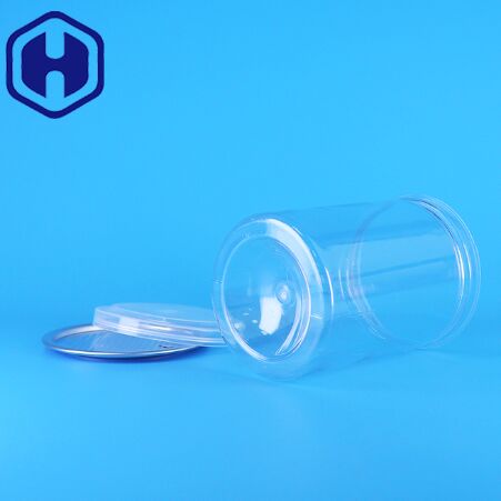 Bpa Free 透明な丸いPETプラスチックキャンディヨーグルトベビーフードクッキー缶PE蓋