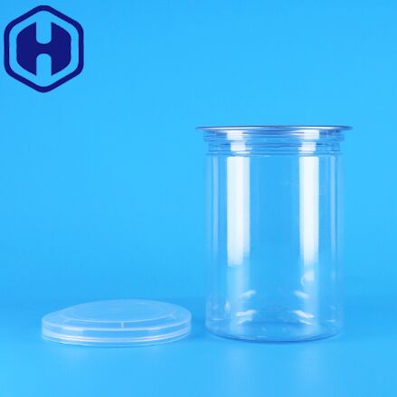 Bpa Free 透明な丸いPETプラスチックキャンディヨーグルトベビーフードクッキー缶PE蓋