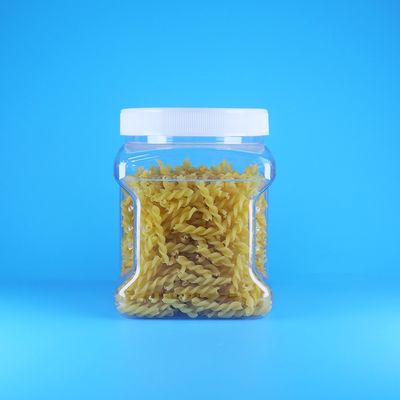 透明スクエアPETスクリューフラット蓋プラスチックグリップジャー、スポンジフィンガービスケット用