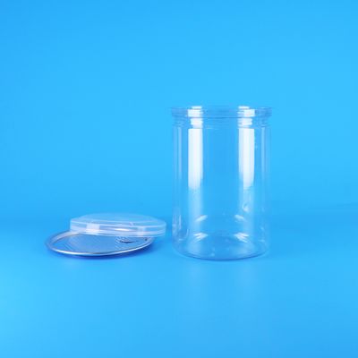 Bpa Free 透明な丸いPETプラスチックキャンディヨーグルトベビーフードクッキー缶PE蓋