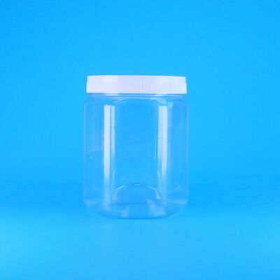 半角形 透明なPETプラスチッククッキー ピーカン 乾燥したフレンチフライ 瓶 白い平面蓋