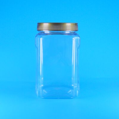 PET 正方形 クリア ブラウン蓋 プラスチック 食品グレード クッキー バダム ドライフルーツ ジャー