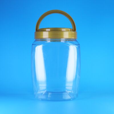 スクエア形 ハンドル 蓋 透明 プラスチック ペット クッキー 乾燥 果物 ヌードル 貯蔵器